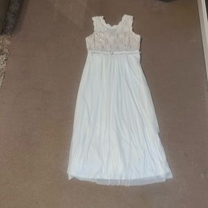 R & M Richard’s white sleeves Chiffon Gown
